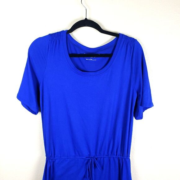 Women's Royal Blue Soft Surroundings Drawstring Short Dress Size Small - Picture 2 of 11